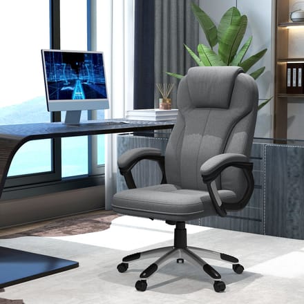 MIVRAY Bureaustoel 66 x 75 x 110-120 cm - Ergonomisch En Verstelbaar - Voor Kantoor En Thuis - Polyester Grijs