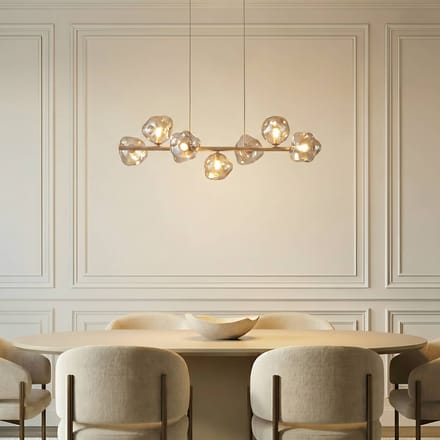 TK Lighting Hanglamp Lava, 7-lamps, 90 cm lang, zand/cognac, G9