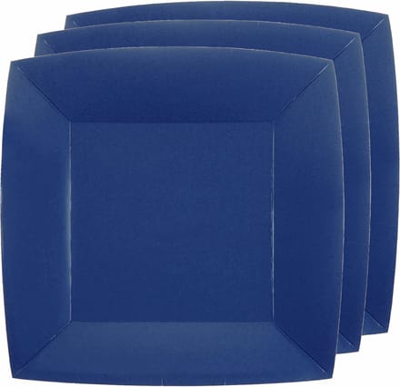 Santex Feest gebaksbordjes - donkerblauw - 10x - karton - 18 cm - vierkant - kartonnen feestbordjes