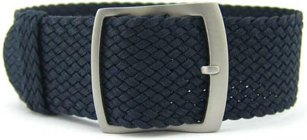 Premium Braided Perlon Strap - Geweven Perlon Horlogeband - Donkerblauw 16mm