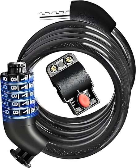 Fiets Kabelslot - Scooter Slot - Diefstal Beveiliging - 5-Cijferige Code - 15.2 cm - Zwart