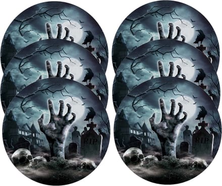 Fiestas Guirca Halloween/horror begrafenis bordjes - 18x - zwart - papier - D23 cm