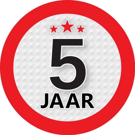 5 jaar leeftijd sticker - rond - Dia 9 cm - 5 jaar verjaardag - jubileum - leeftijd versiering