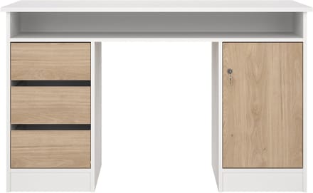 Giga Living Kantoorbureau Function Plus - Wit/Naturel - 126x55x76cm