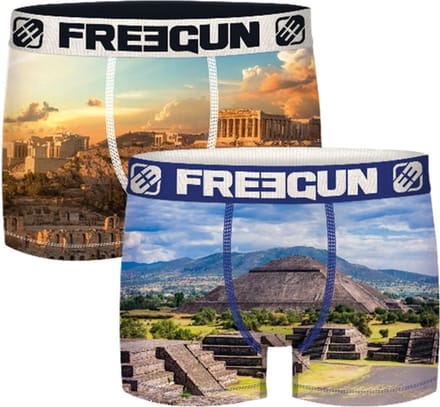 Freegun boxershorts microvezel - 2-pack heren boxershorts - maat S - Duo Tempels