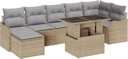 vidaXL - Tuinbank - Set - 8 - st - Beige - [Synthetisch]: - Poly - Riet