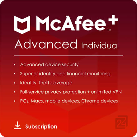 McAfee+ Advanced Individual Onbeperkt Aantal Apparaten / 1 Jaar
