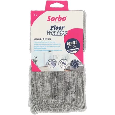 Sorbo Floor Wet Mop - Microvezel Dweil - Wasbaar en Herbruikbaar - Compatibel met Multi-Click - 1 Stuk