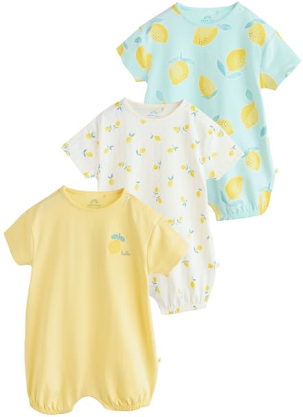 Next - Meisjes - over print - Verpakking van 3 jersey babyrompertjes - Geel