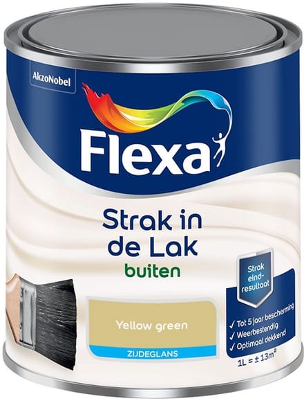 Flexa - Strak In De Lak Buitenlak Zijdeglans - Yellow Green - Mengverf - 1 L