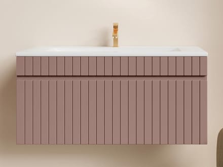 Vente-unique Roze hangmeubel onder wastafel met strepen - 100 cm - SATARA