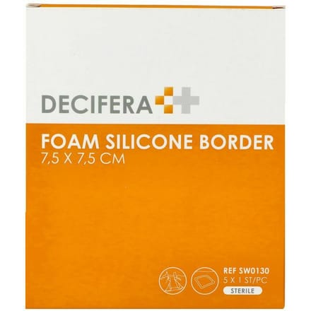 Decifera Foam Silicone border - Silicone wondpleister - 7,5 x 7,5 cm - 5St.