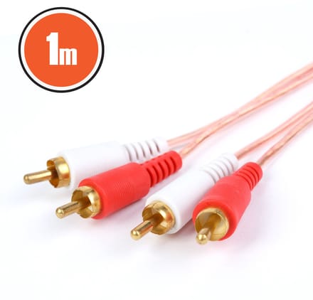 RCA Audiokabel 1 m - 2x RCA naar 2x RCA, 8 mm - Kabel voor TV & Multimedia Apparatuur [20103]