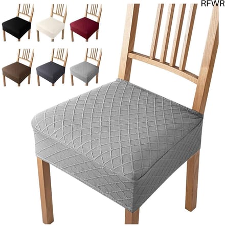 RFWR® Set van 6 Jacquard Eetstoelhoezen - Moderne Wasbare Beschermhoezen voor Eetkamerstoelen