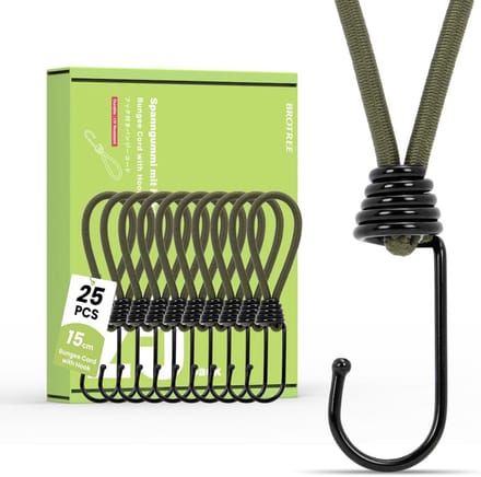 Set van 25 Robuuste Elastische Banden met Haken voor Zeilen en Tenten