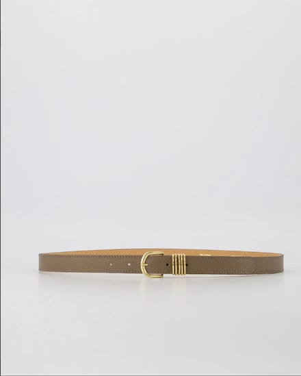 Hailey - Classic Grain - Leren Riem met Goudkleurige Gesp - Taupe - D40 - Maat 85