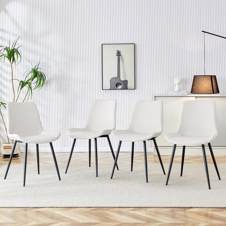 MODFU Eetkamerstoel set van 4, kunstleer, metalen frame, modern ontwerp
