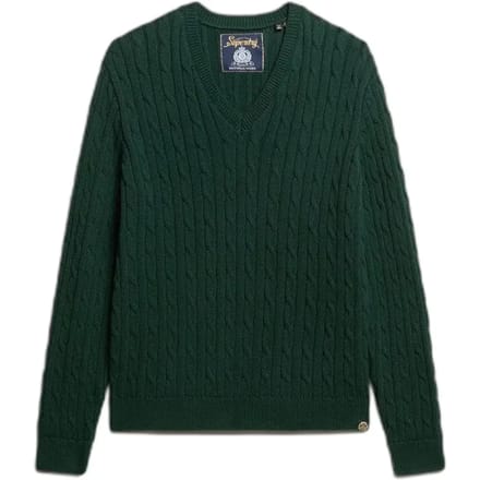 Superdry - Oversized kabeltrui met V-hals - Dames - Sweaters