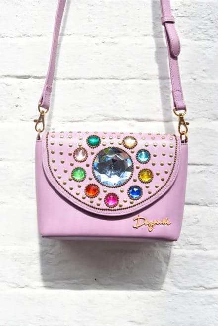 Désjà Vu - Bling Bag - Roze - Kleine Steentjes - Grote Blauwe Steen