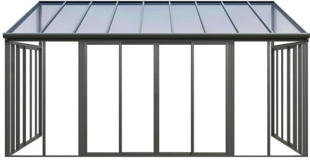 Vente-unique Aluminium en polycarbonaat veranda met UV-bescherming - 20,9 m² - antraciet - MATHILDA