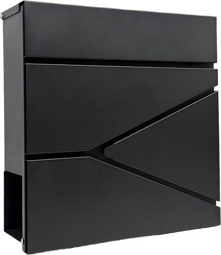 Brievenbus met slot - 37x37x11 cm - krantenvak - metaal - zwart