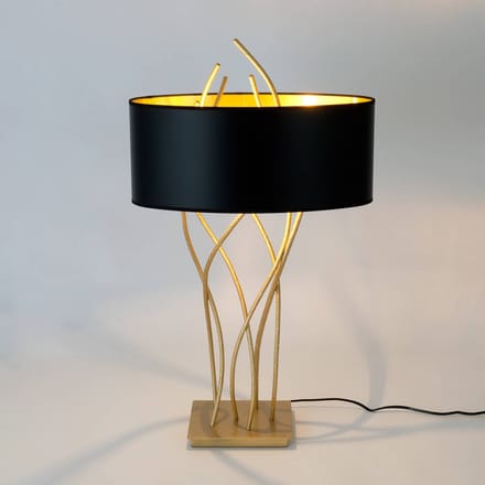Holländer Elba ovale tafellamp, goud/zwart, hoogte 75 cm, ijzer