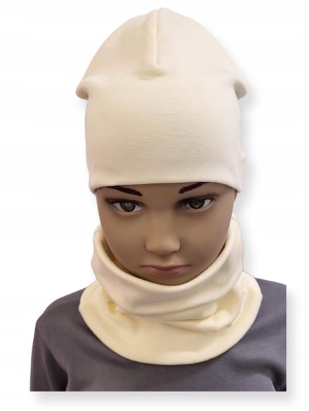Dartomik - Kinder Set - Muts en Sjaalkraag - 46-50 cm - Ecru