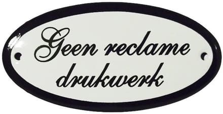 Deurbord Geen reclamedrukwerk