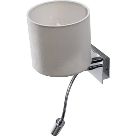 Argon Wandlamp Bilo, wit/chroom, textiel, 2-lamps, leeslampje
