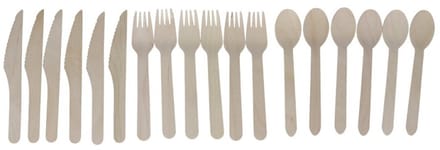 Gerimport Bestekset - 2x - bamboe - 6 vorken - 6 lepels - 6 messen - naturel - 15 cm