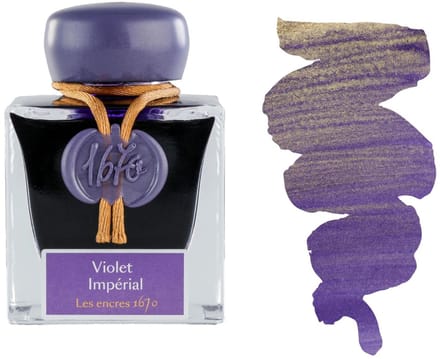 Jacques Herbin Vulpen inkt - Inkt 1670 - Violet Imperial - 50 ml - Paars - Gouden glitters