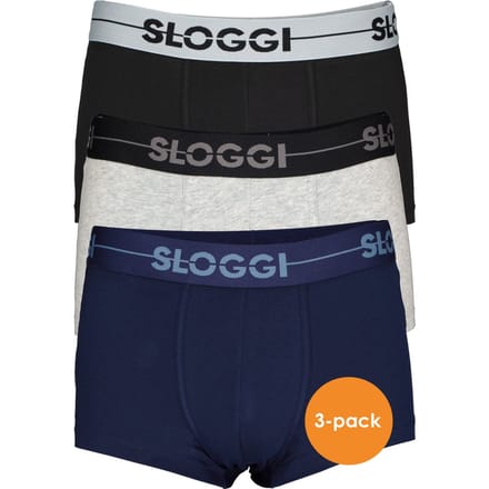 Sloggi Men - XL (7) Go 3Pack Hipster Zwart/Grijs/Blauw