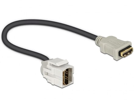 Keystone module HDMI (v) - HDMI (v) 250° haaks met korte kabel - versie 1.4 (4K 30Hz) / wit - 0,30 meter