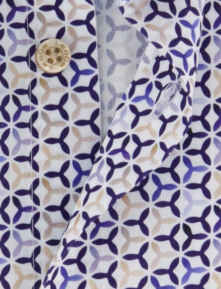 Ledub modern fit overhemd blauw katoen patroon