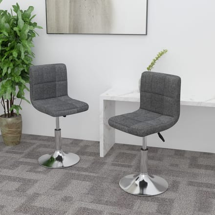 vidaXL - Eetkamerstoelen - draaibaar - 2 - st - stof - donkergrijs