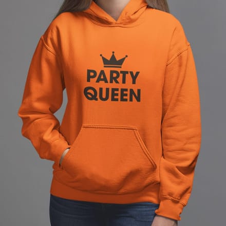 Oranje Koningsdag Hoodie Party Queen 4XL