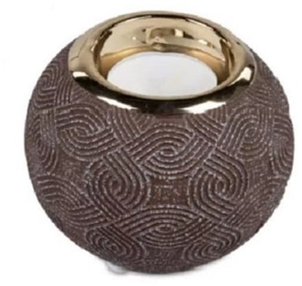 Waxinehouder - Bol - Theelicht houder - Goud - Bruin - Ø 14 cm.