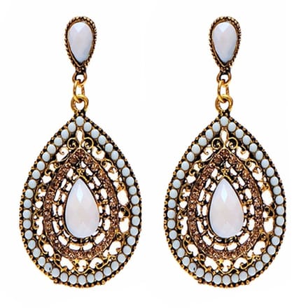 Fako Bijoux® - Oorbellen - Bohemian - Druppel - Wit