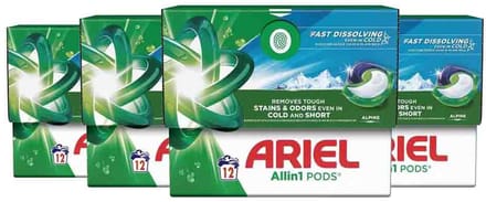 Ariel - Wasmiddel Allin1 Pods Alpine - 4 x 12 stuks - Voordeelverpakking