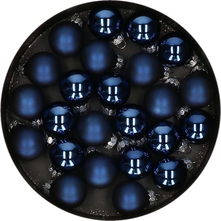 Othmar Decorations mini kerstballen - 24x st - donkerblauw - glas - 2,5 cm