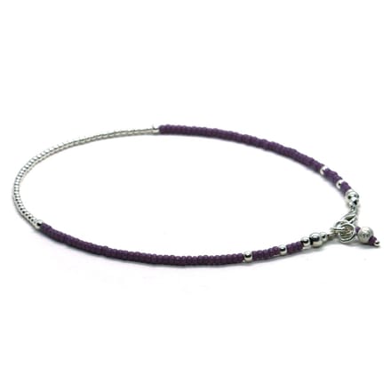 Heaven Eleven - dames - Enkelbandjes - zilver - 925 - paars - 1,5mm - 25cm