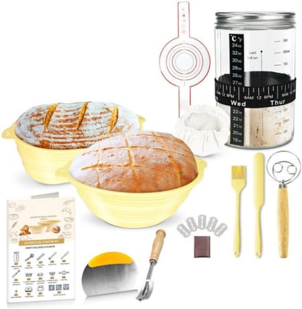 Thuys - Zuurdesem Starter Set - Broodbak Met Rijsmand - Sourdough - Geel
