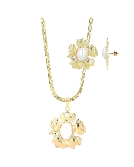 AKZENT Akzent Damen Schmuckset Statement-Schmuckset Gold – Big & Bold, Blüte mit Perle,