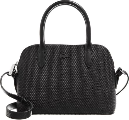 LACOSTE Leren Handtas Schoudertas Chantaco Classics Top Handle Bag Noir Zwart