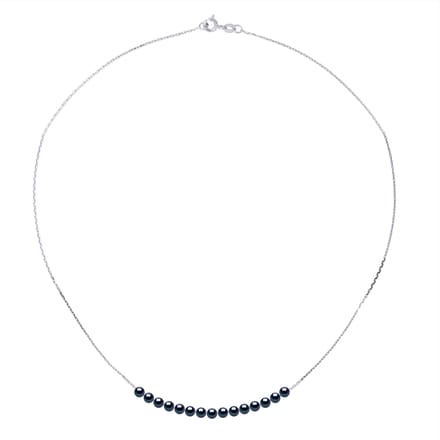 Ketting Curb 15 Pearls Black Cultuur White Gold