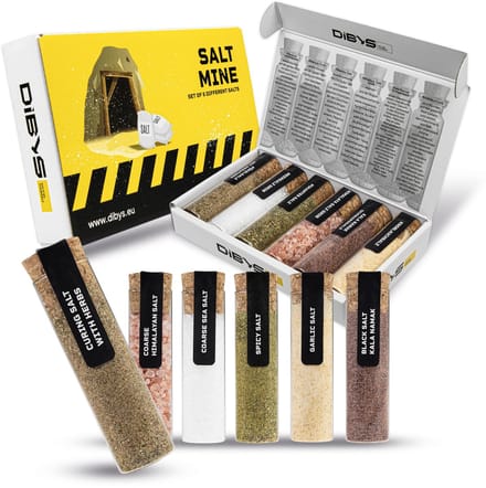 DIBYS SET VAN 6 SPECERIJEN “SALT MINE” 6 VERSCHILLENDE SOORTEN ZOUT
