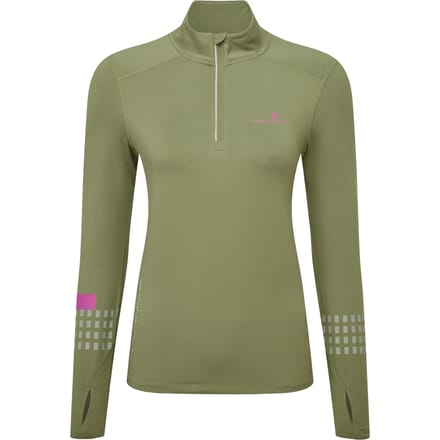 Ronhill Tech Afterhours 1/2 Zip Hardloopshirt Dames-Olijf