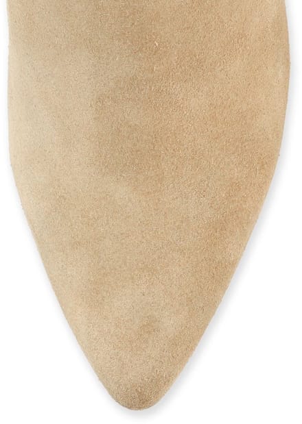 Manfield - Dames - Beige suède laarzen - Maat 42