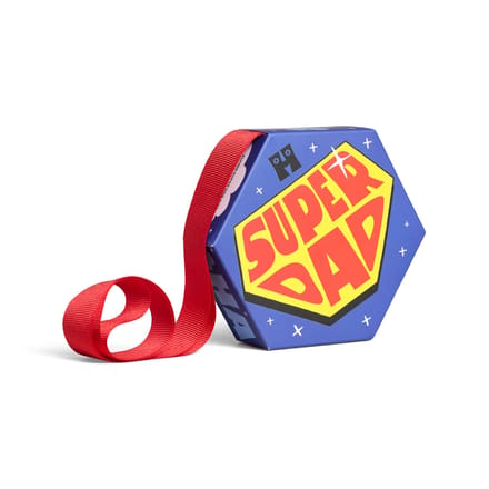 Happy Socks heren giftbox sokken flying super dad blauw