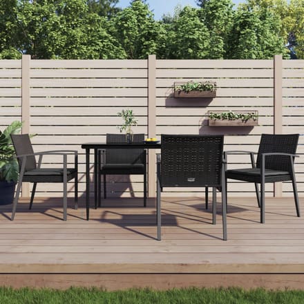 vidaXL - 5-delige - Tuinset - met - kussens - poly - rattan - en - staal